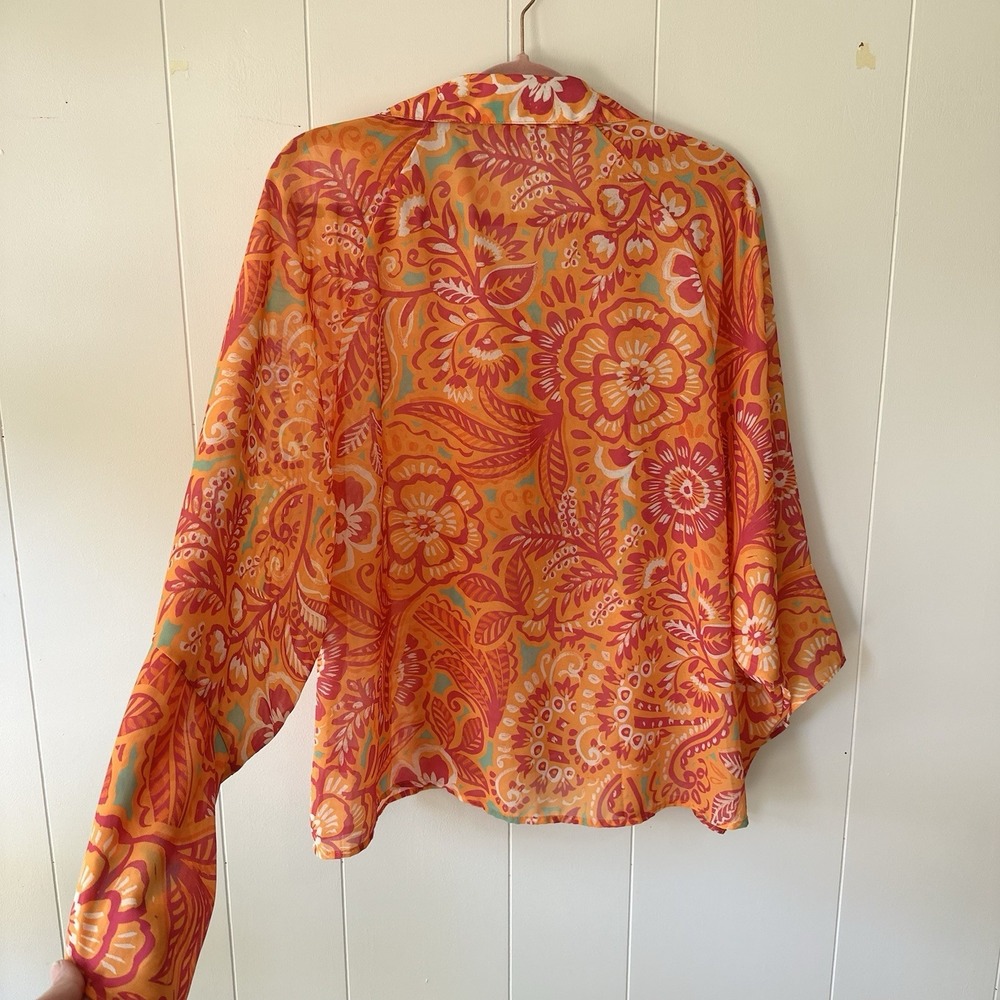 Flying Tomato I'll always Remember You Woven Oversized Top Pink/Orange Floral LG - Picture 10 of 12